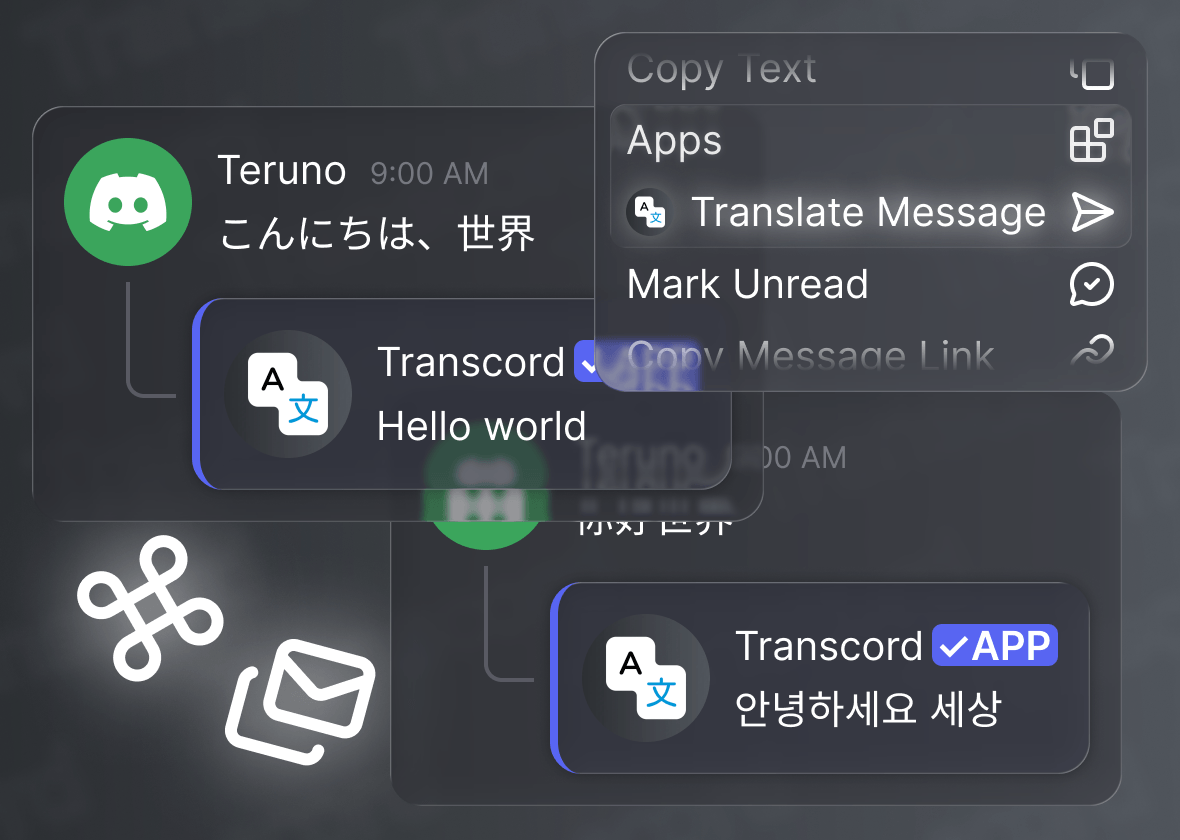 Discord context menu with the message translation action selected